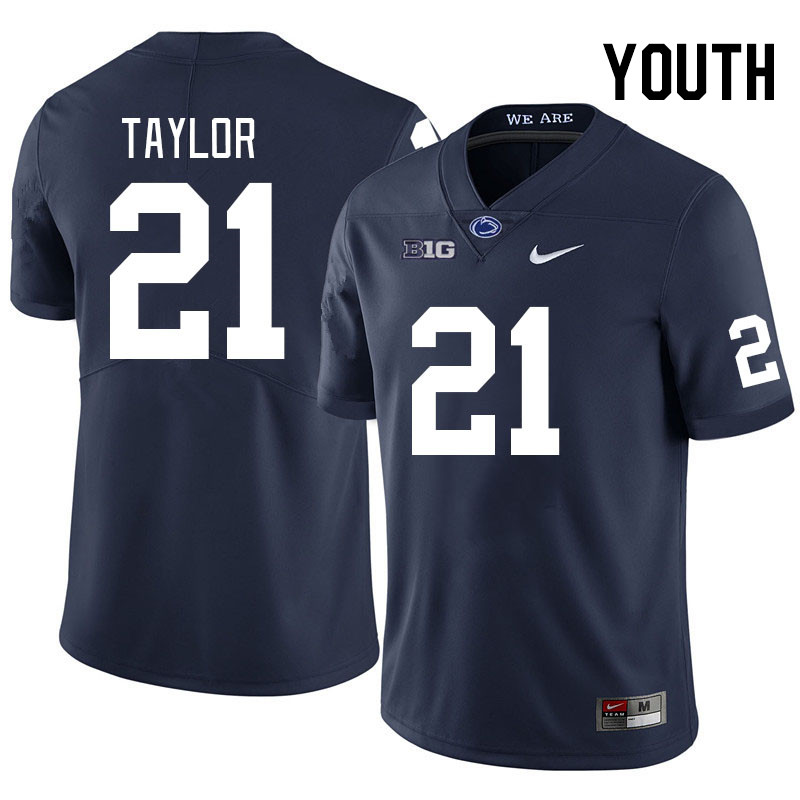 Youth #21 Carmelo Taylor Penn State Nittany Lions College Football Jerseys Stitched Sale-Navy - Click Image to Close